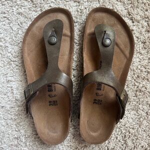 Birkenstock Metallic Brown Thong Sandals
